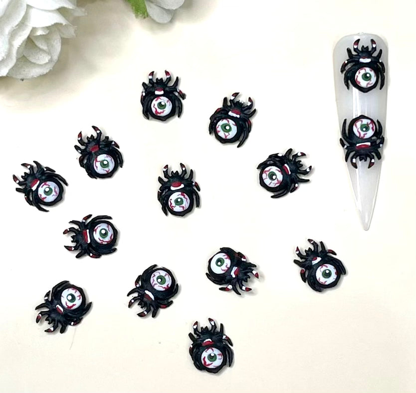 3D Handmade Acrylic Halloween Spider Charms 4pcs