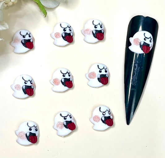 3D Handmade Acrylic Halloween Ghost Charms 4pcs