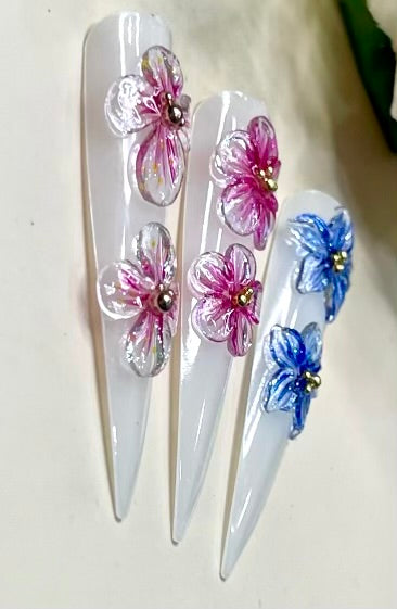 Premade handmade 3D Sculpted Flowers nail charms