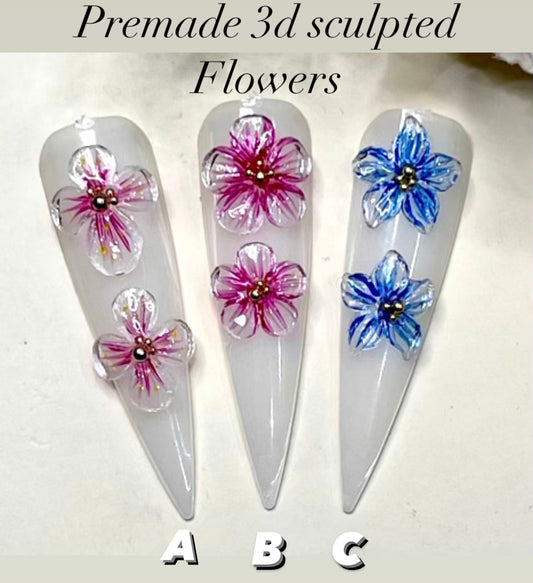 {Pre-order} Premade handmade 3D Sculpted Flowers nail charms