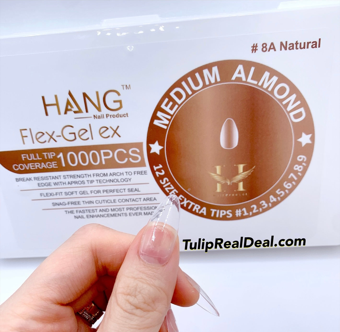 HANG MEDIUM ALMOND Flex Gel X Full Cover BOX OF TIPS 1000pcs