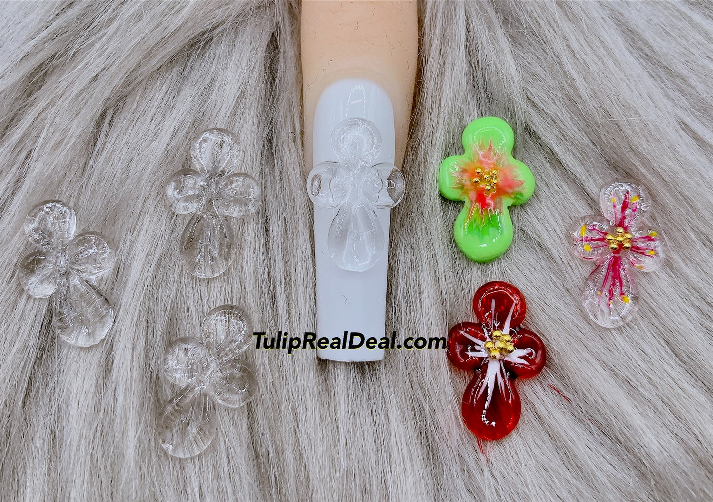 PLAIN Premade 3D Sculpted gel Flowers nail charms