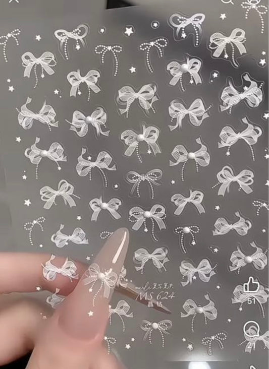 Sticker White Bow 1 sheet