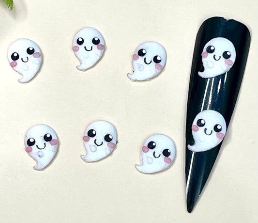 3D Handmade Acrylic Halloween Ghost Charms 4pcs