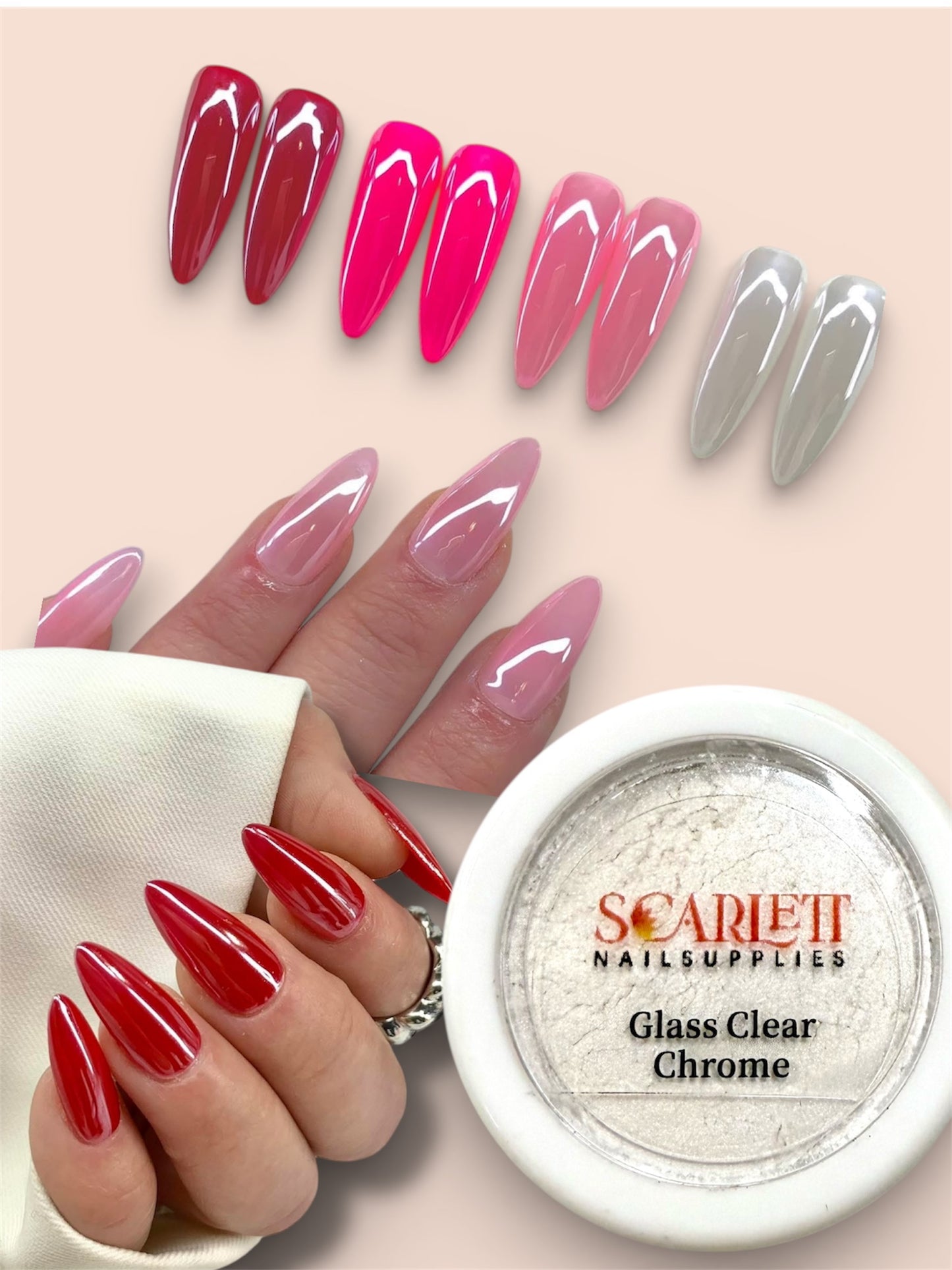 NEW Extreme Clear Glass Chrome powder- 2grams each jar