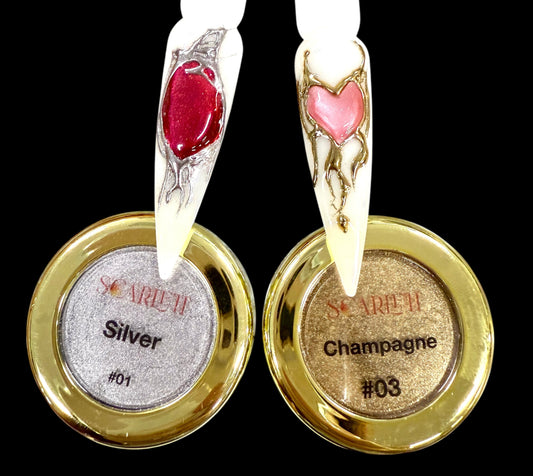 Silver and Gold Champagne Chrome powder- 2grams each jar