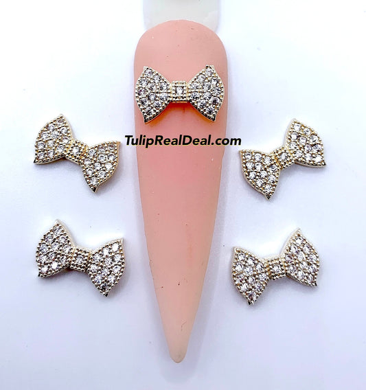 Zircon Bling Fancy Bow charms 4pcs