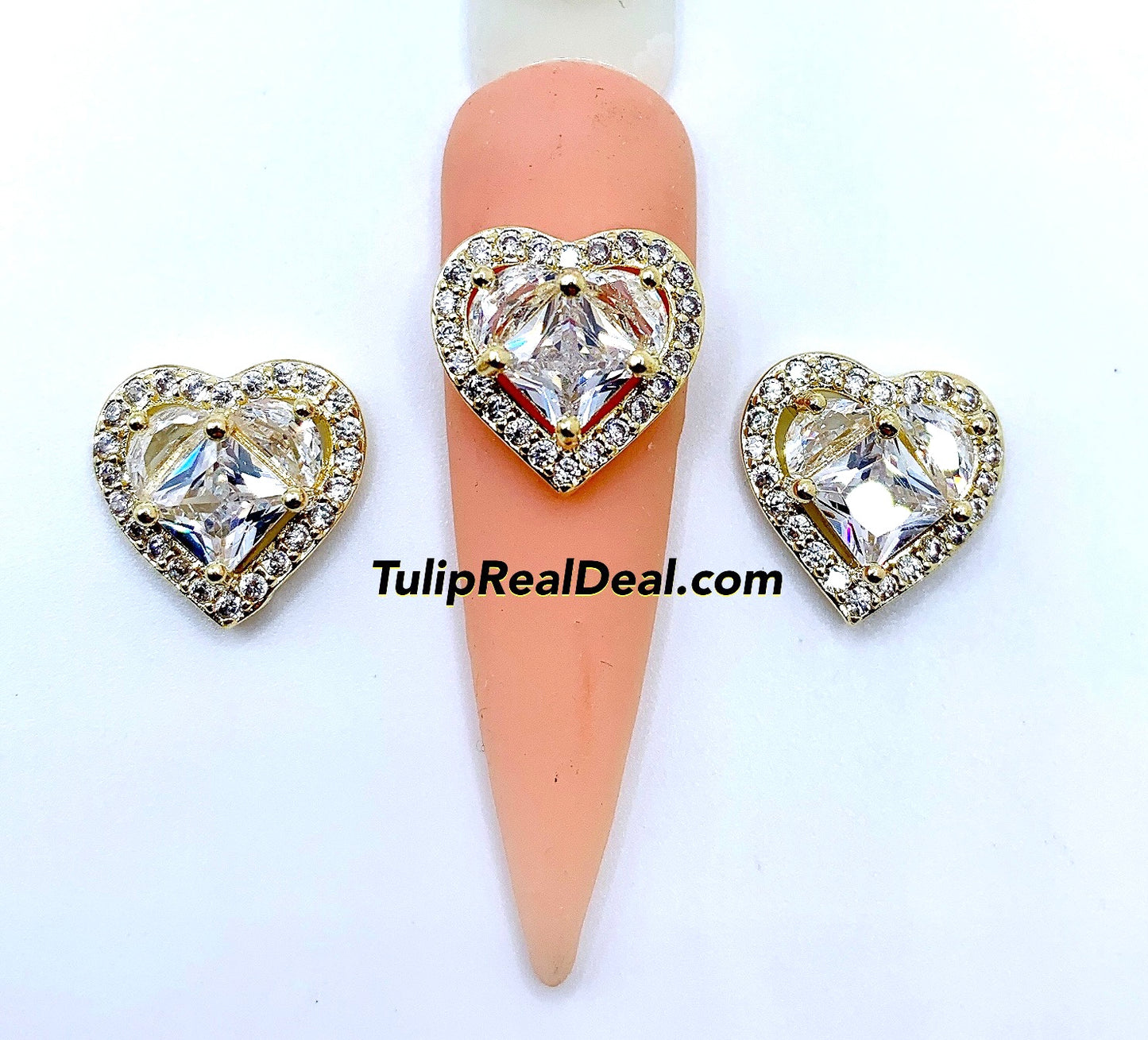 Zircon Bling Heart Fancy charms 4pcs