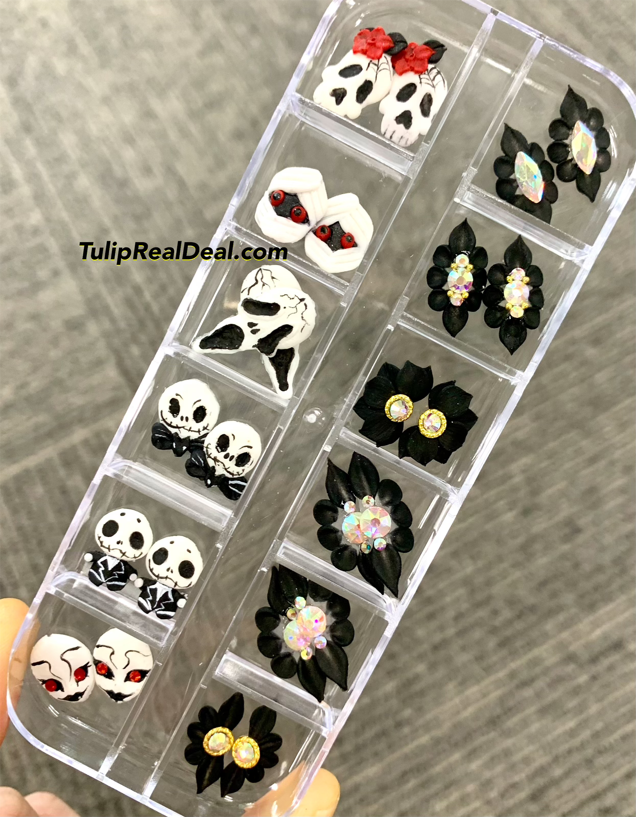 Handmade 3D Acrylic Halloween/ Flowers Set 24pcs nail charms