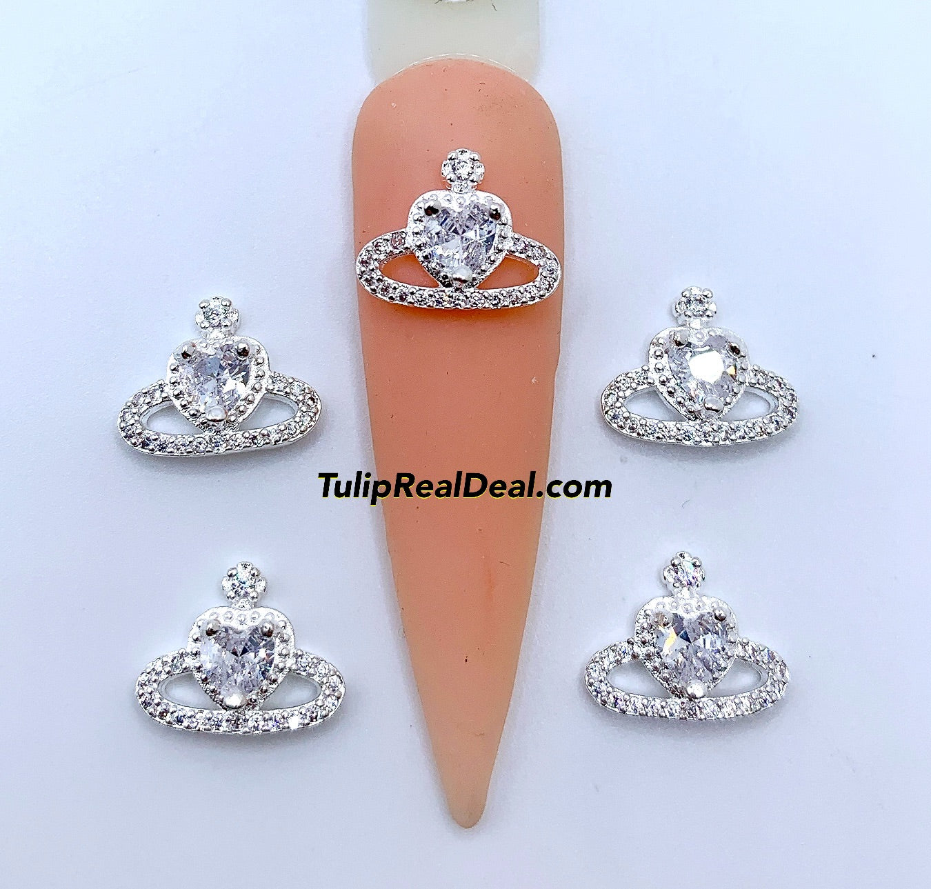 Zircon Bling Heart Planet Fancy charms 4pcs