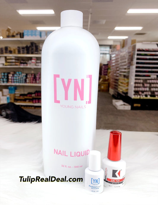 Bundle Young Nails Liquid Monomer 32oz + Protein Bond + KUPA Top Coat