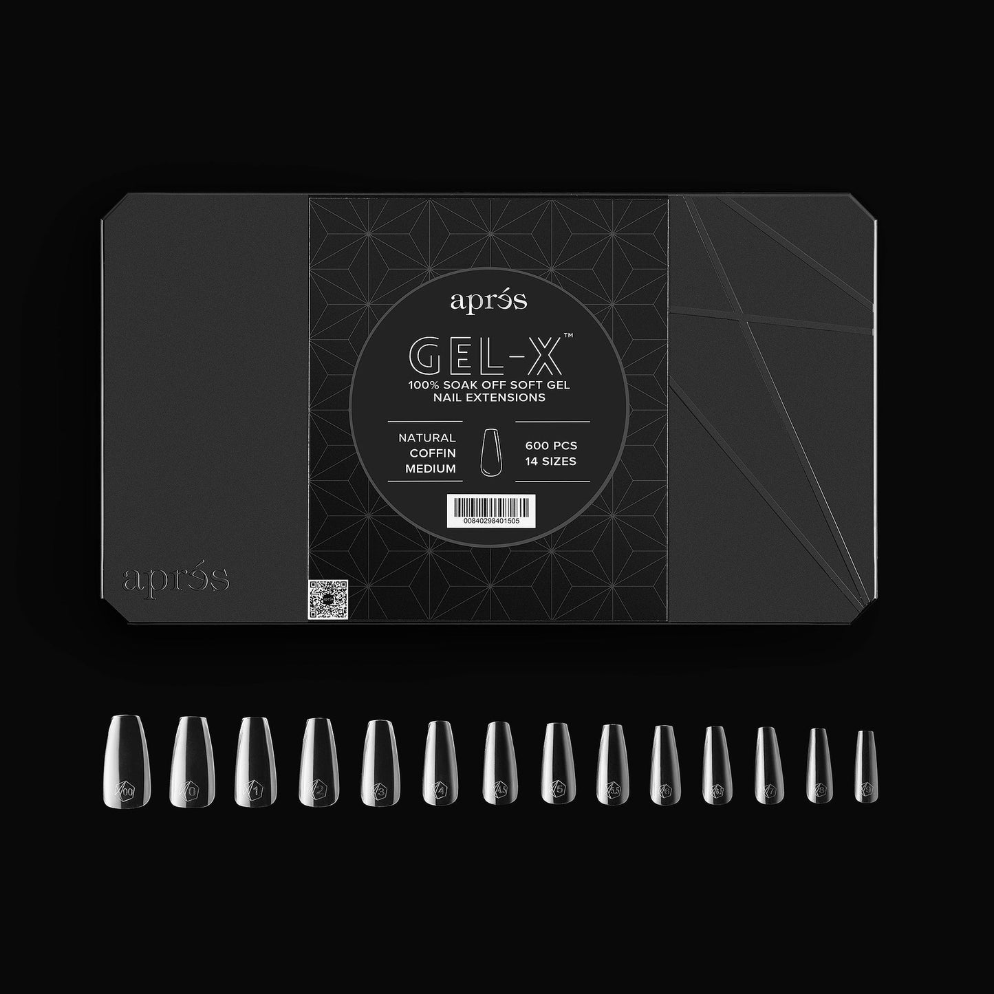 GEL-X NATURAL COFFIN MEDIUM BOX OF TIPS - PRO (600PCS)