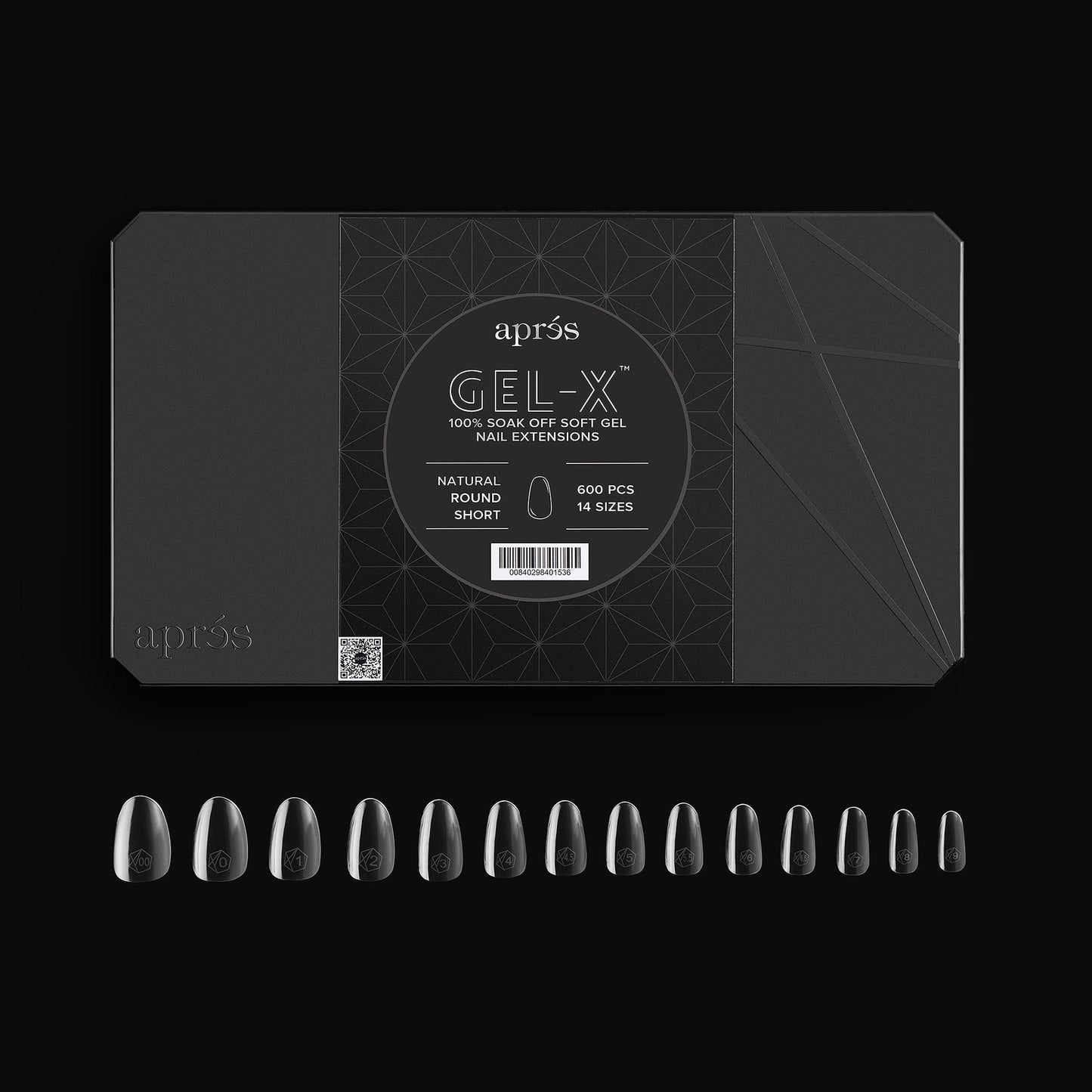 GEL-X NATURAL ROUND SHORT BOX OF TIPS - PRO (600PCS)