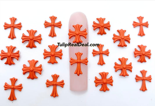 Orange cross charms 20pcs