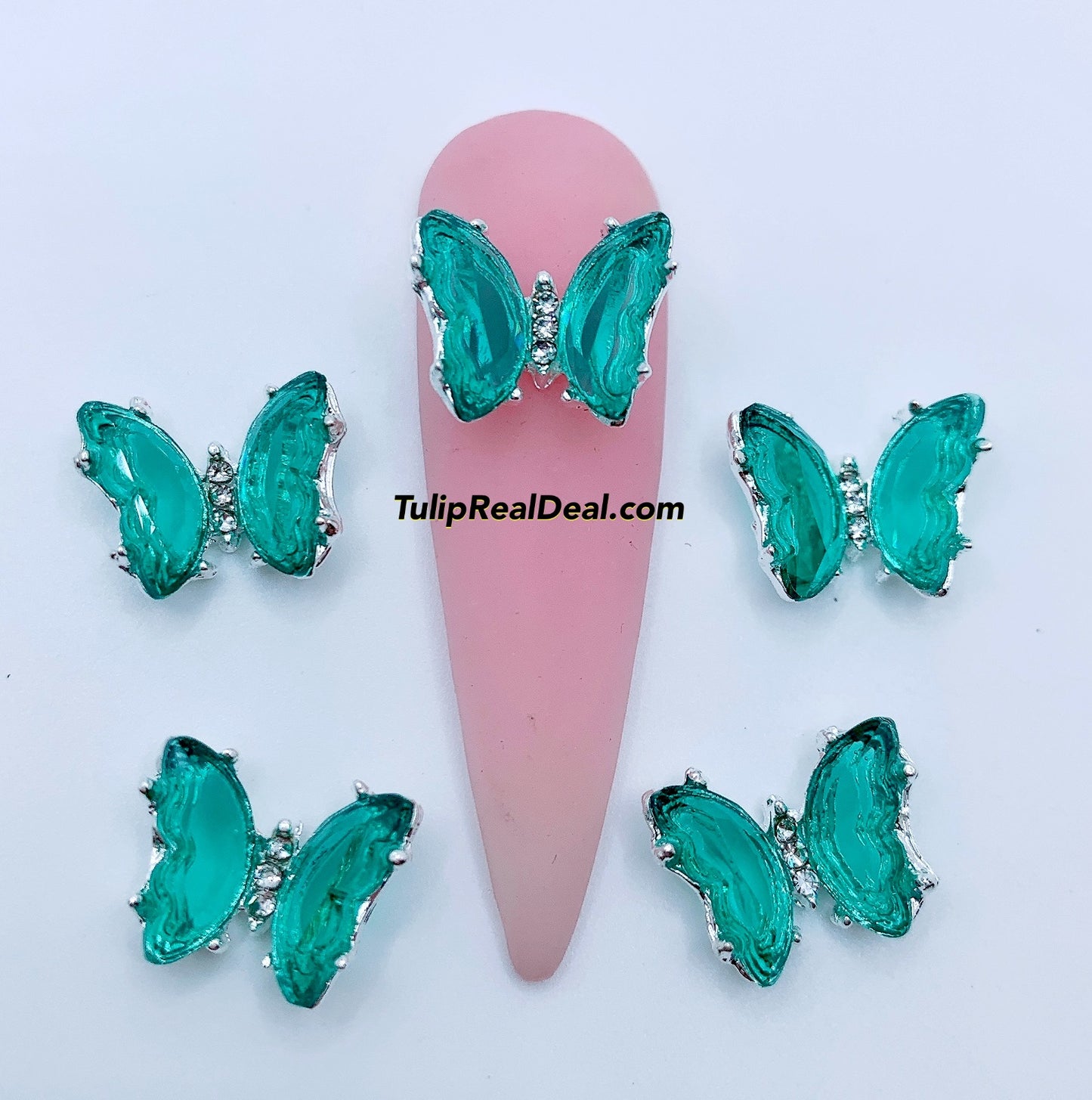 Glass Butterfly Nail Charms Multi colors