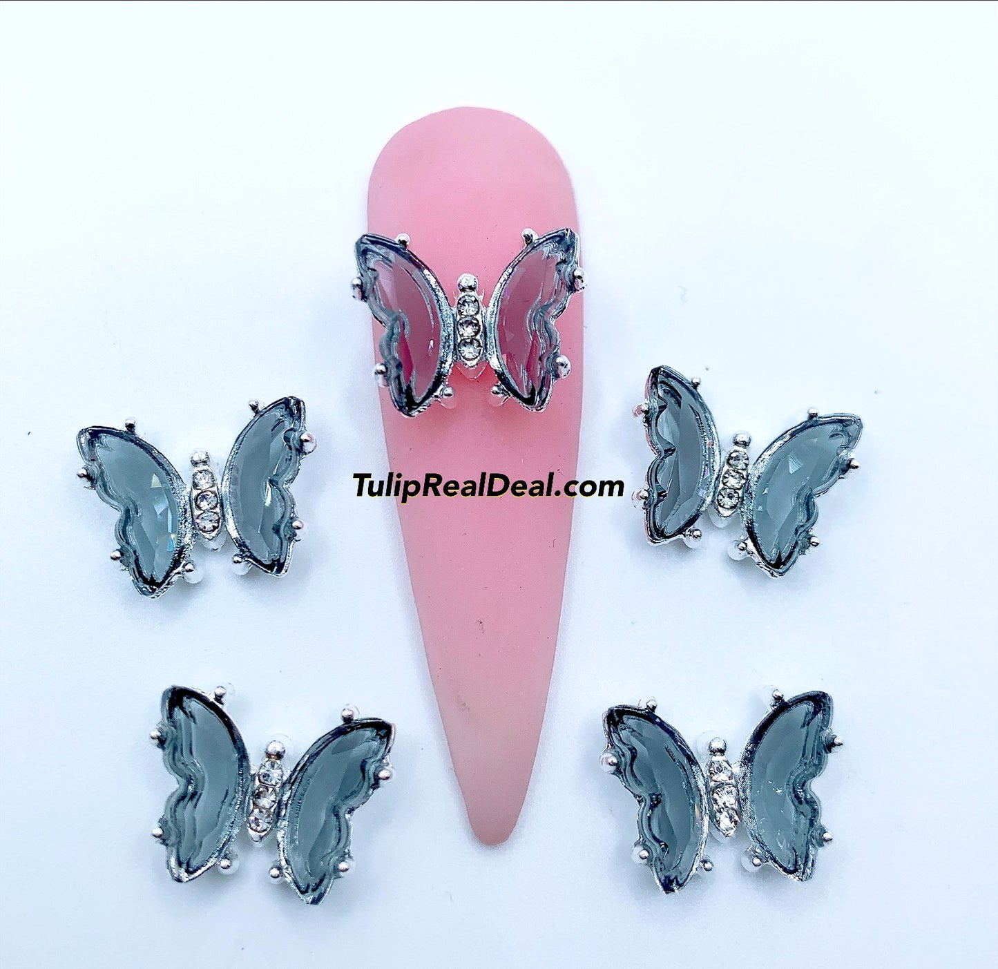 Glass Butterfly Nail Charms Multi colors