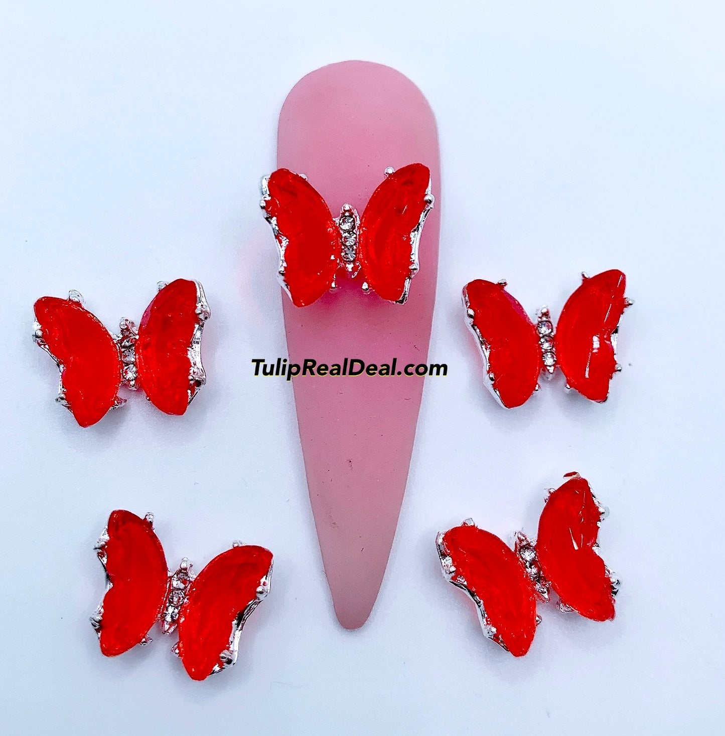 Glass Butterfly Nail Charms Multi colors