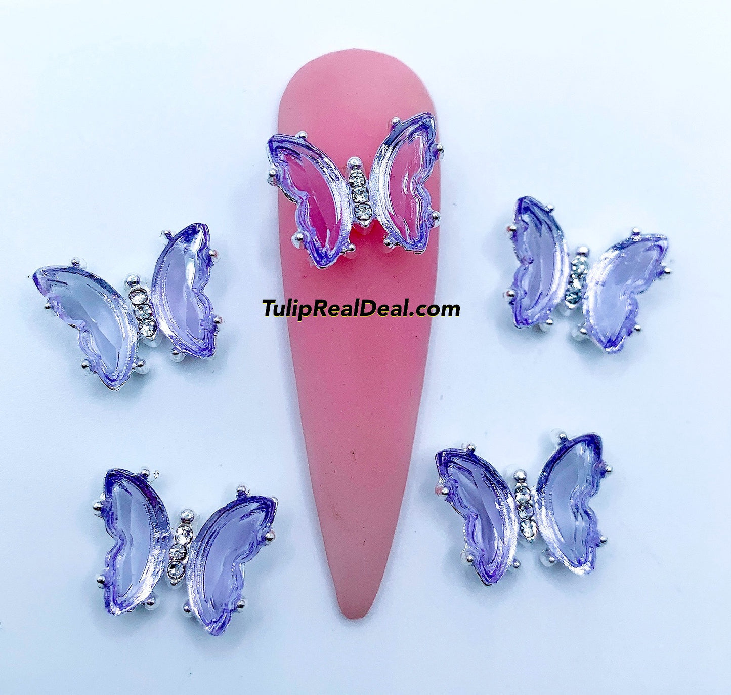 Glass Butterfly Nail Charms Multi colors