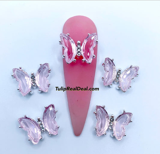 Glass Butterfly Nail Charms Multi colors