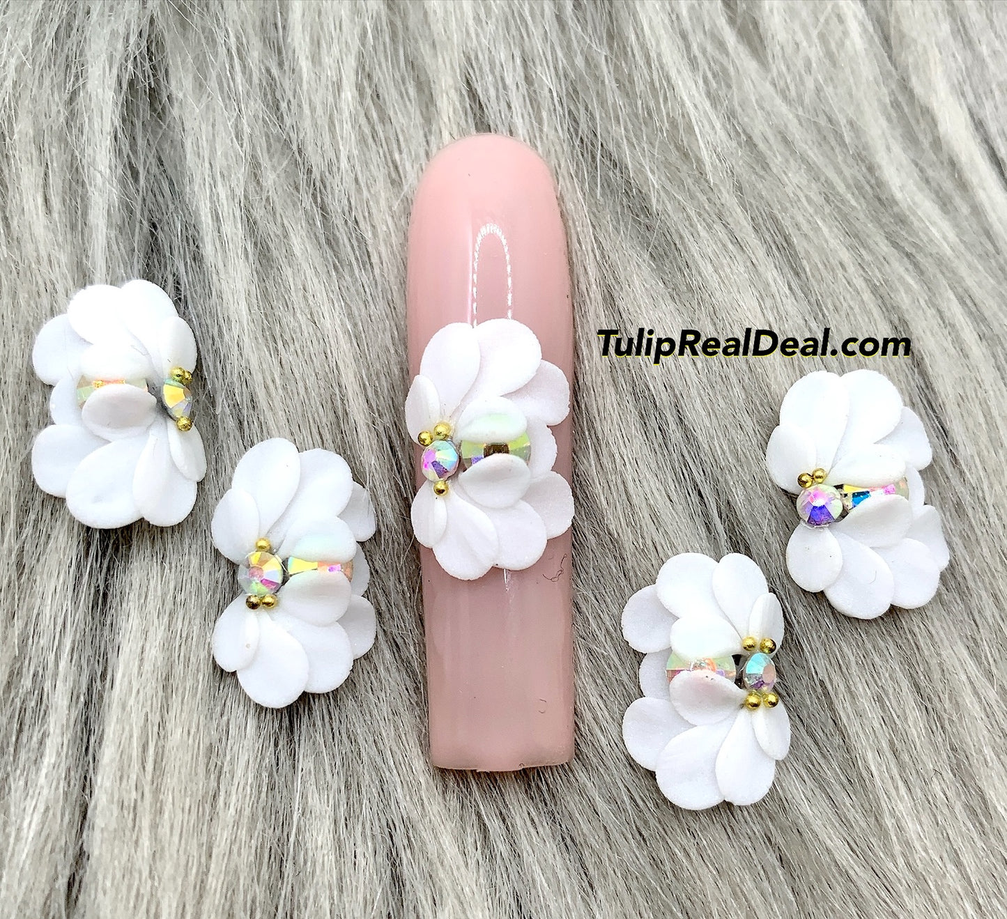 Handmade 3D Acrylic WHITE Flowers