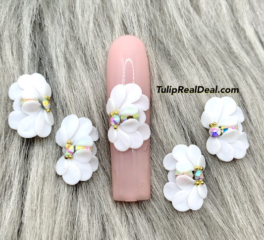 Handmade 3D Acrylic WHITE Flowers