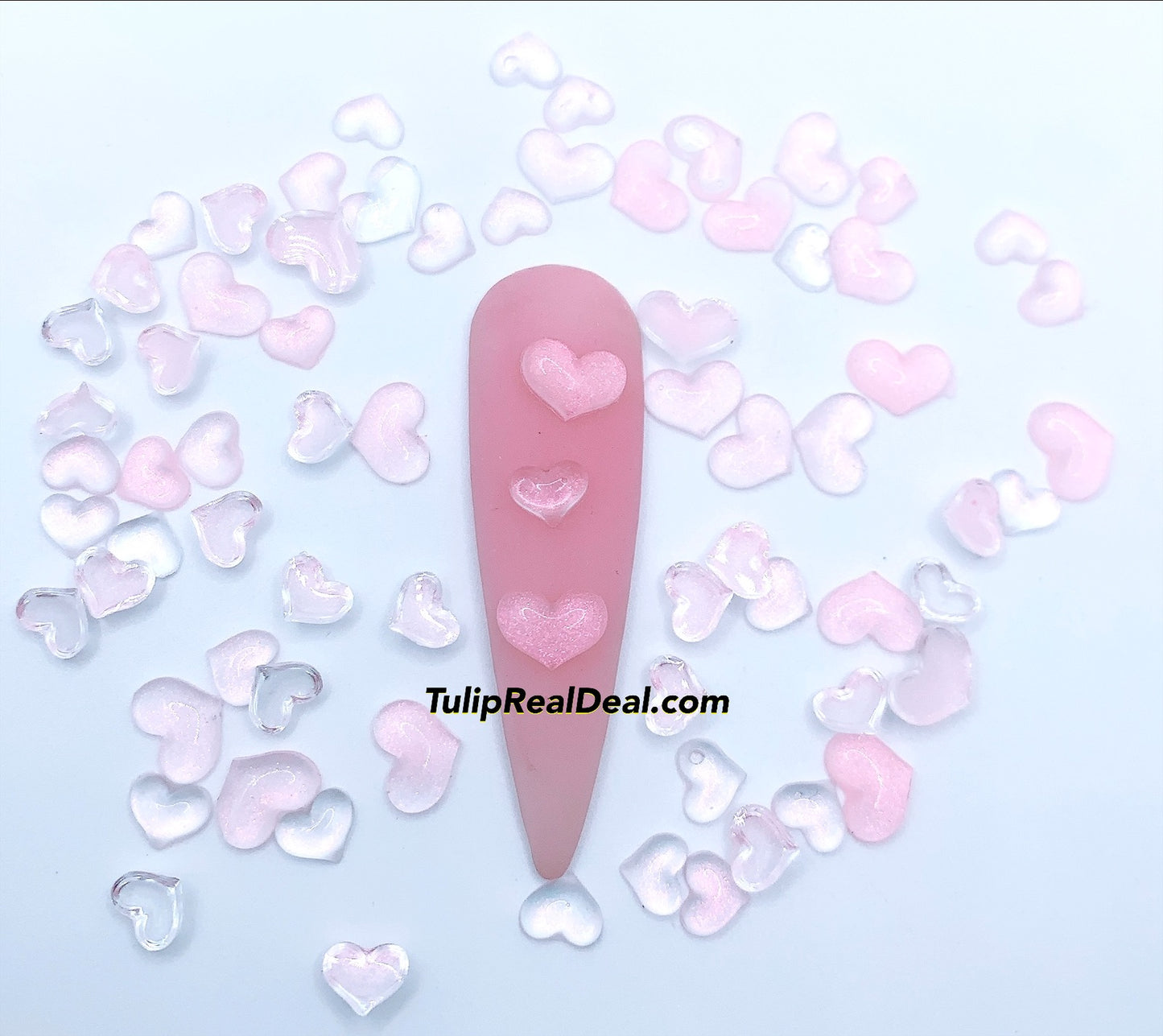 3D Heart Clear Resin nail charms