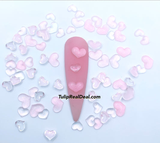 3D Heart Clear Resin nail charms