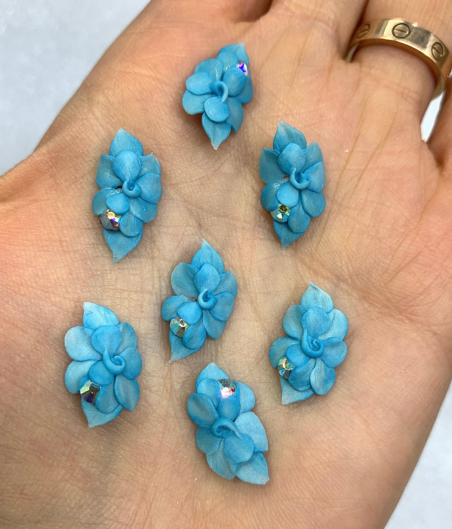 NEW 3D Acrylic BLUE Flowers