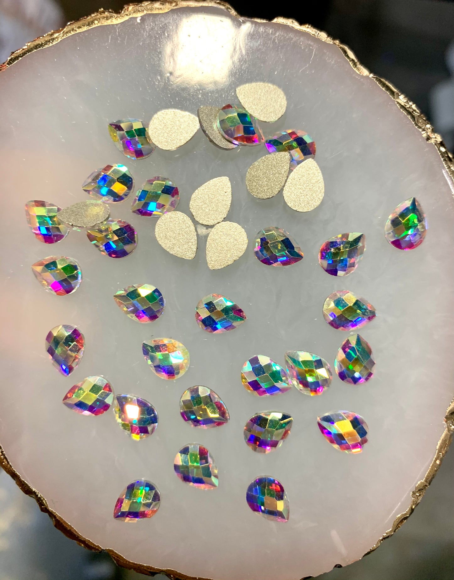 Crystal Flatback AB Pear Medium