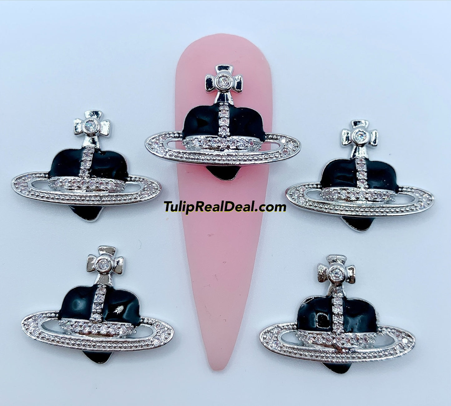 BLACK HEART Planet cross bling charms