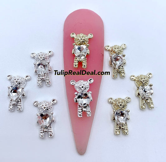 Bear Bling Heart 3D Nail Charms