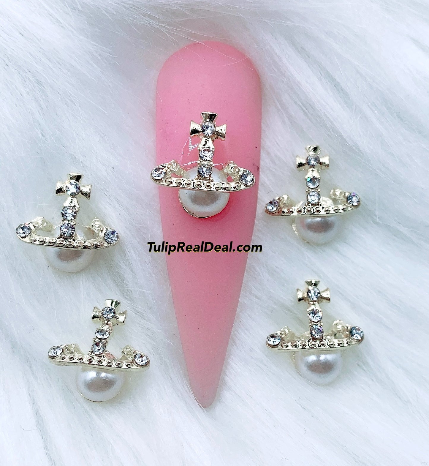 Bling Pearl Planet Orbit charms 4pcs