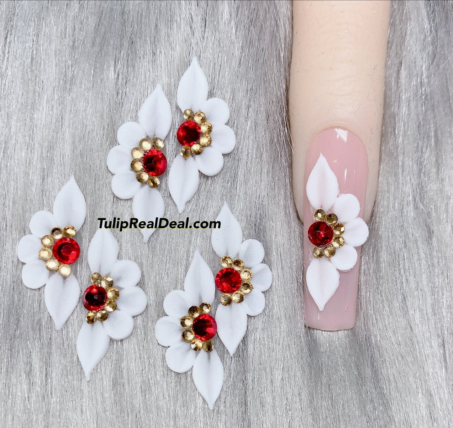 HANDMADE 3D Red Gold Acrylic Flowers Christmas
