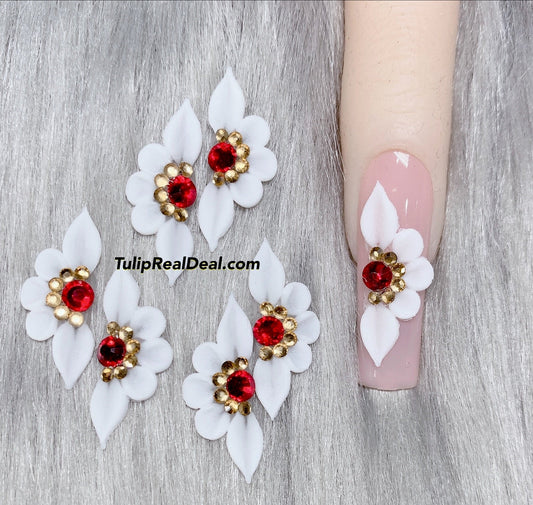 HANDMADE 3D Red Gold Acrylic Flowers Christmas