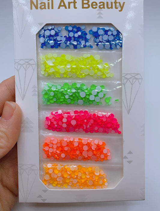 Neon Flatback Rhinestones Mixed sizes