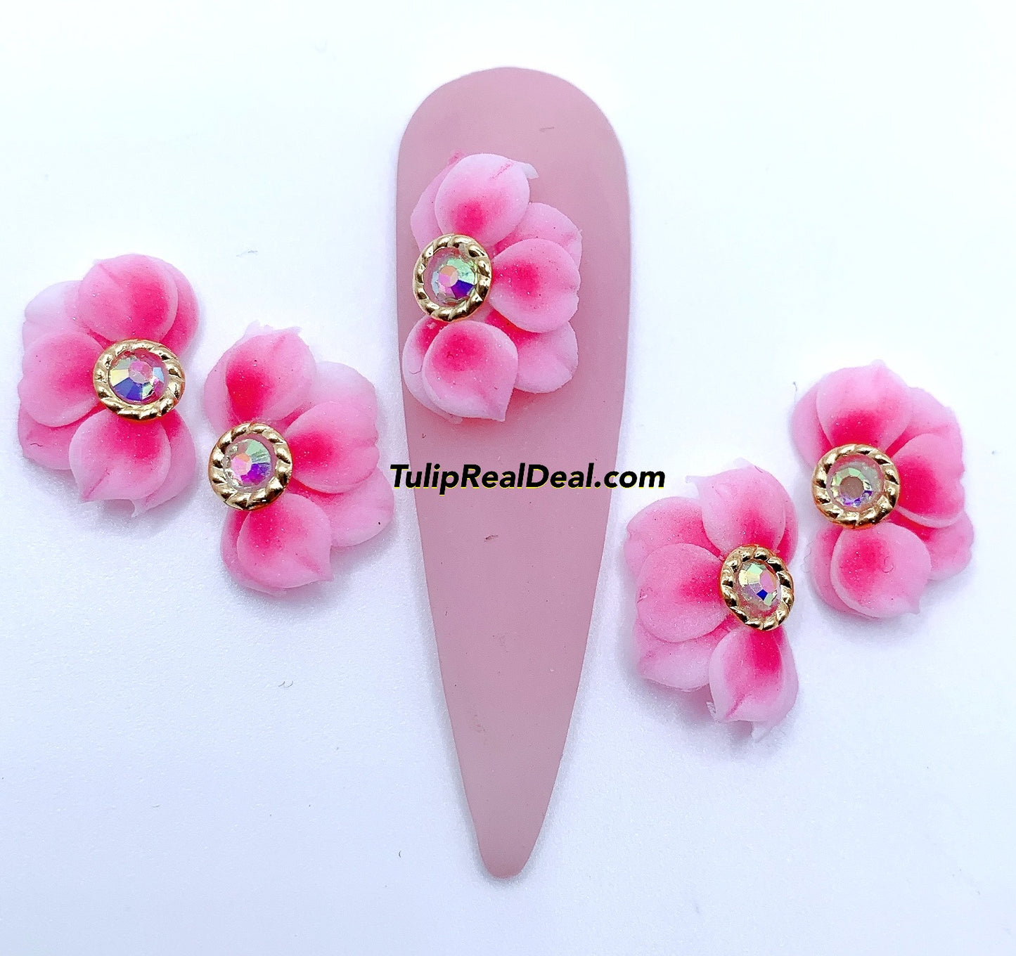 HANDMADE 3D Pink Acrylic Flowers 4pcs