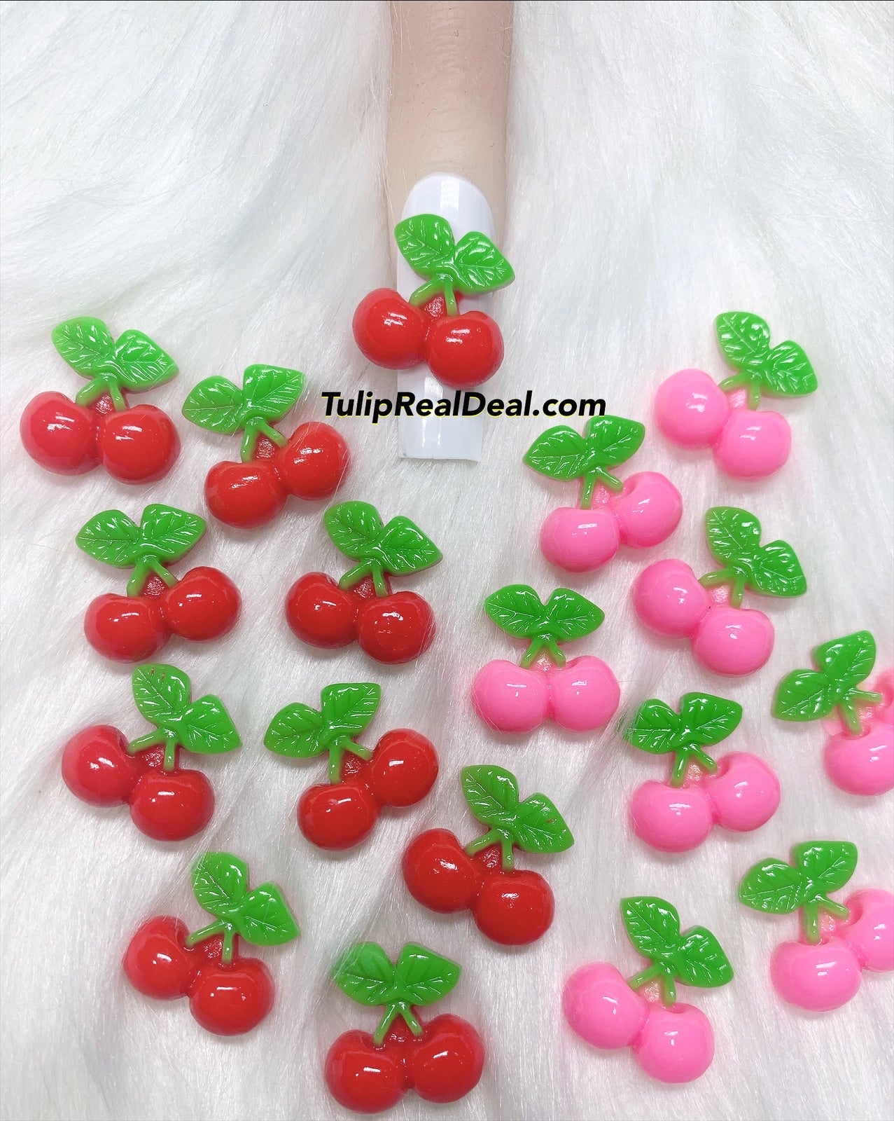 3D Kawaii Cherry Charms 4pcs
