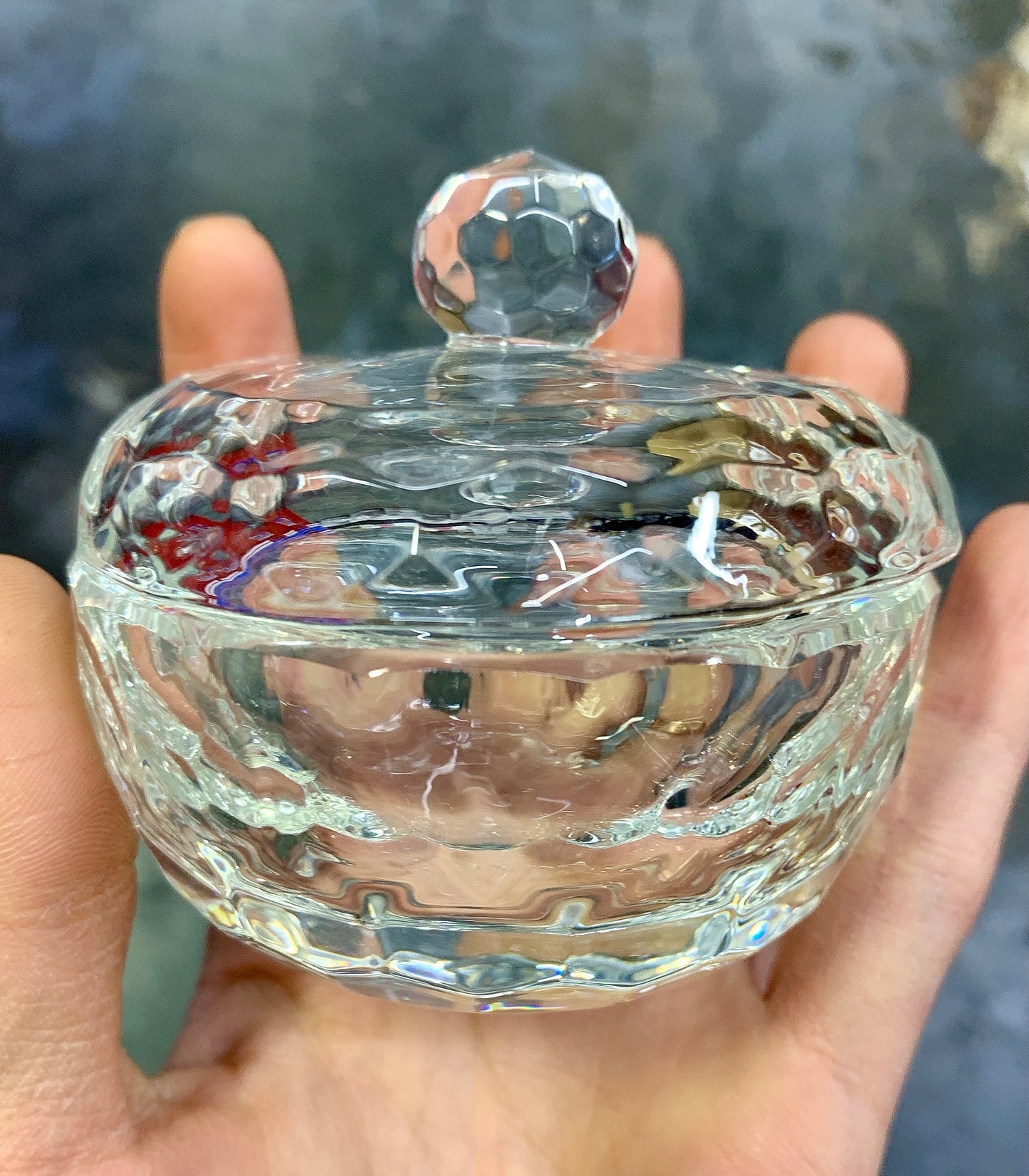 Round Crystal glass dappen dish with cap