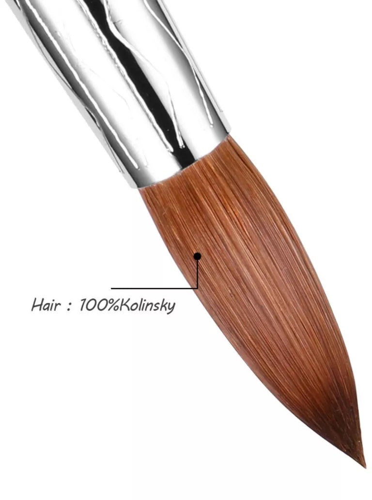 NOT POLISH 100% Kolinsky Acrylic Brush Aluminum Handle *Crimped Option available*