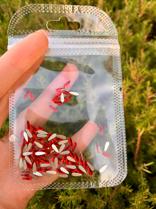 RED Rhinestone Teardrop/ Marquise Rhinestones