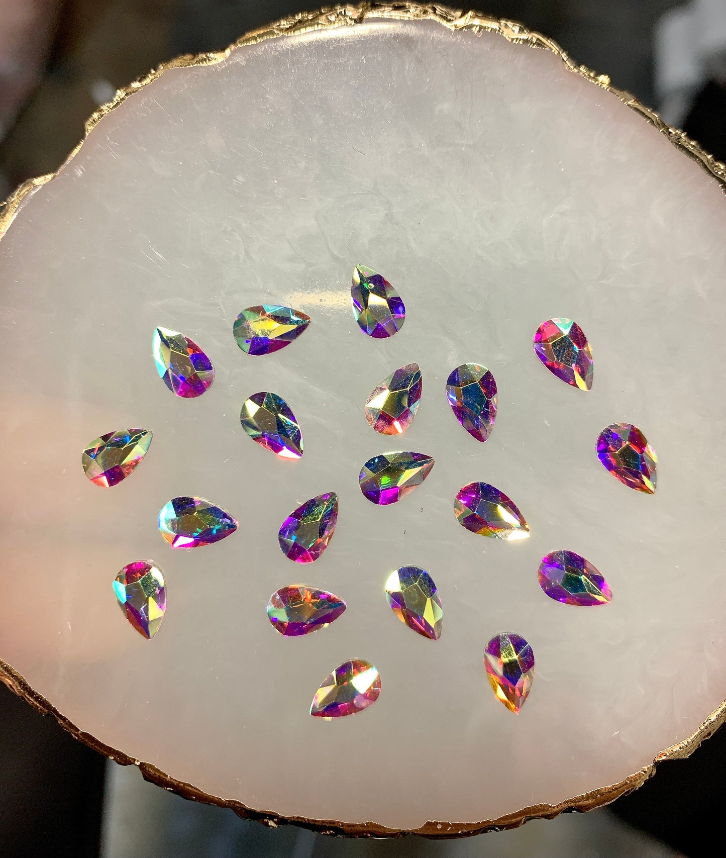 Crystal Flatback AB Teardrop Large