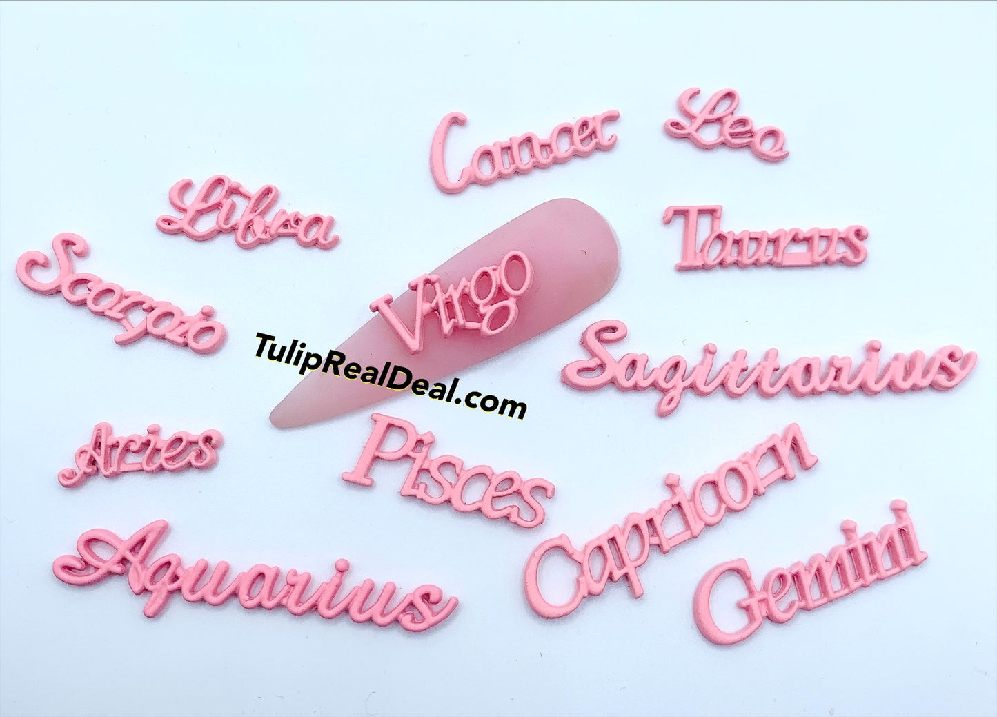 PINK Zodiac Charms Words 12pcs