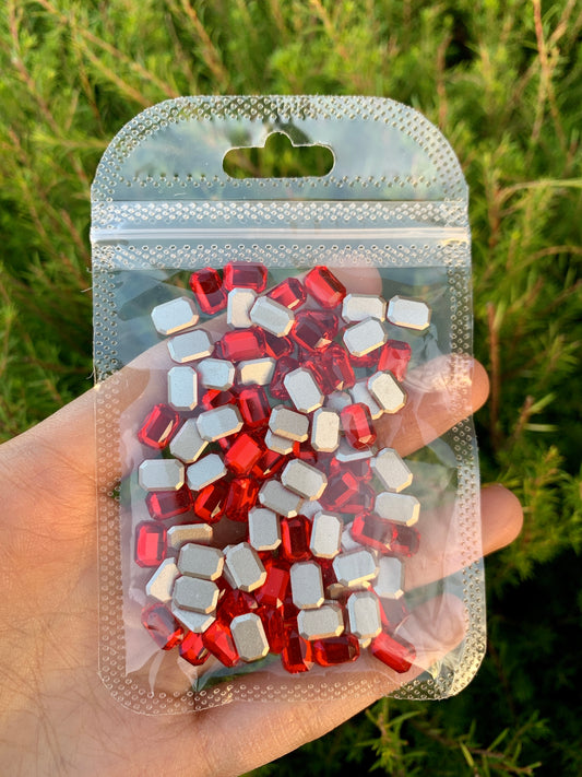 RED Rhinestone Oval/ Rectangle Rhinestones