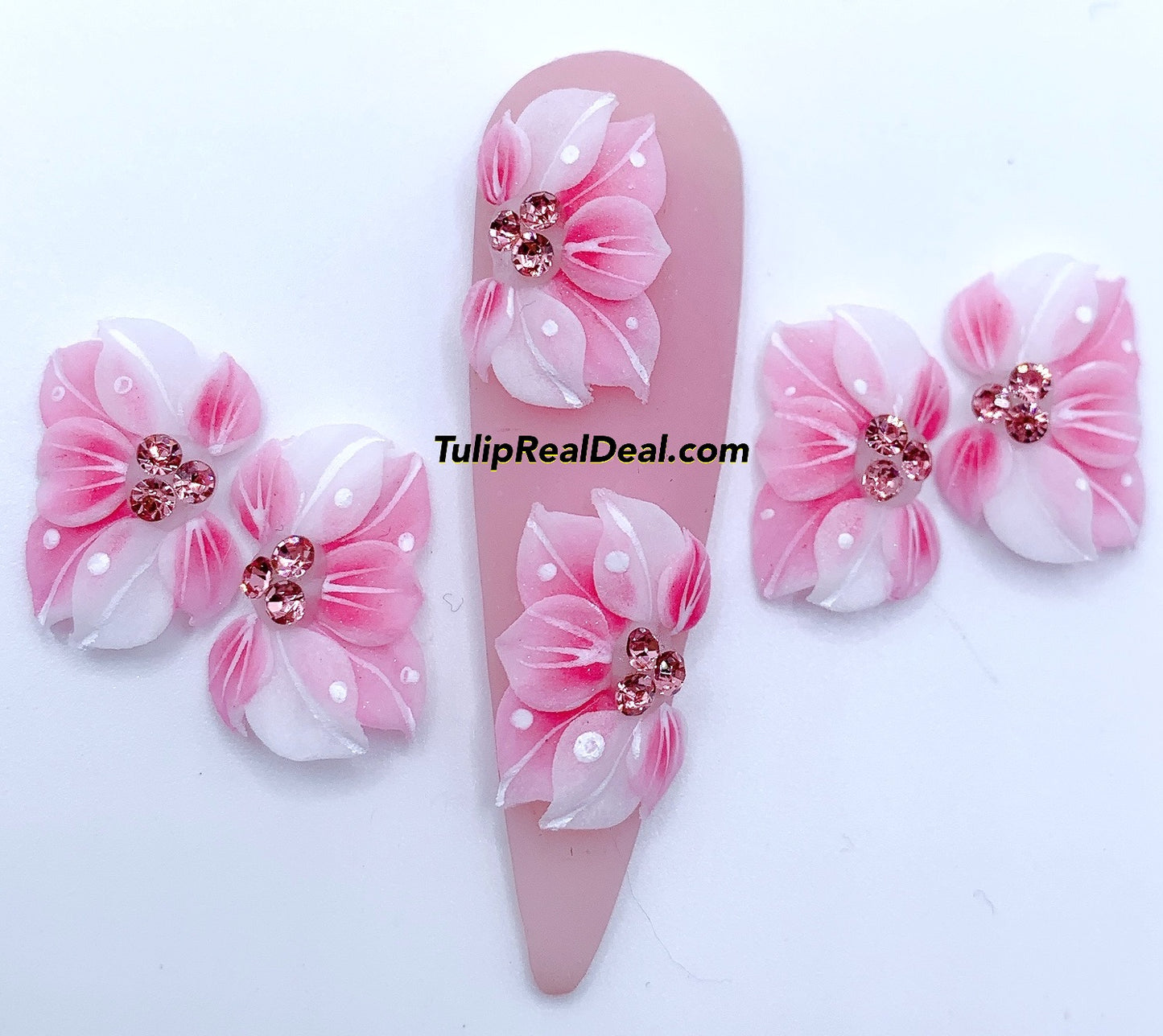 HANDMADE 3D Acrylic Pink Flowers 4pcs