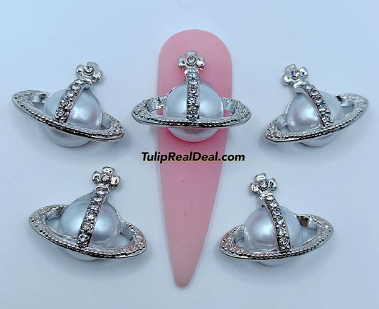 Planet cross pearl charms