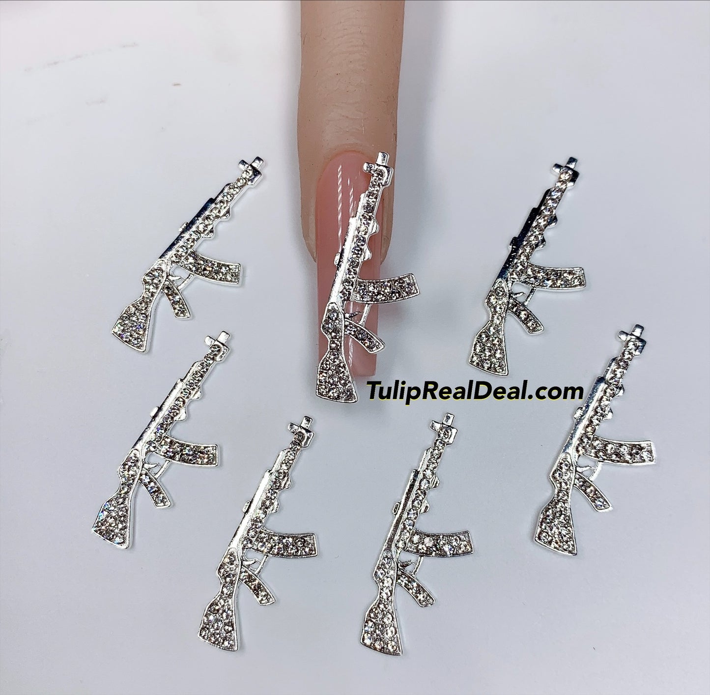 3D Bling AK Gun Nail Charms 4 pieces