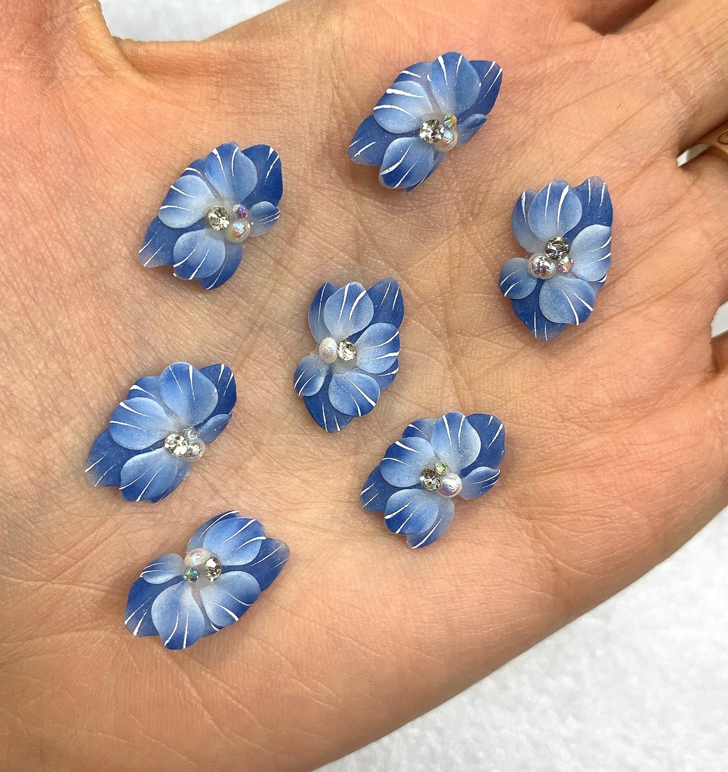 NEW 3D Acrylic BLUE Flowers