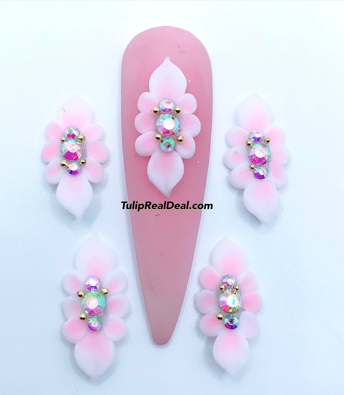 HANDMADE 3D Pink Acrylic Flowers 4pcs