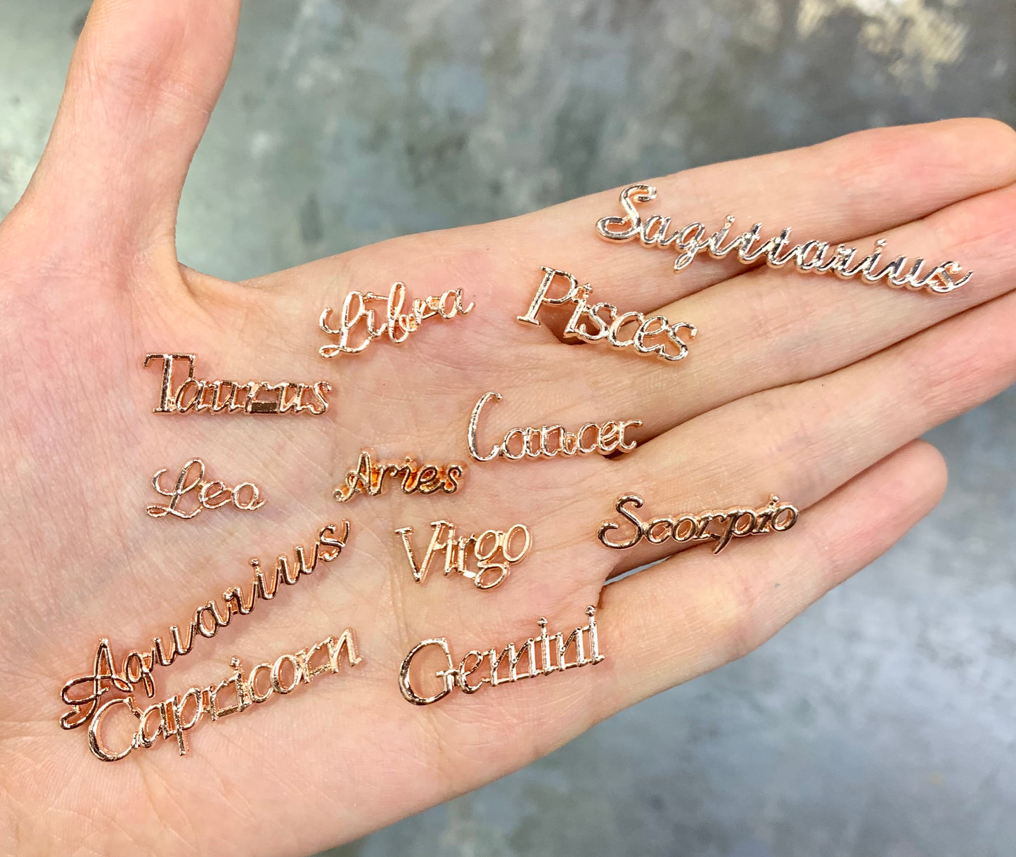 Zodiac Charms Words 12pcs