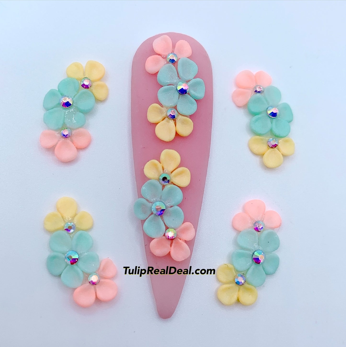 HANDMADE 3D Pastel Acrylic Flowers 4pcs